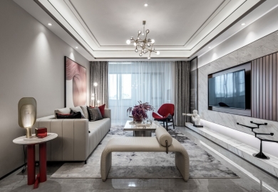 128㎡秋水映月，現代中式風格。